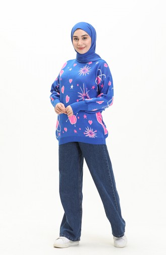 Trikot gemusterter Pullover 80059-03 Sax-Pink 80059-03