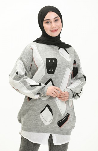 Patterned Sweater 80060-02 Gray 80060-02