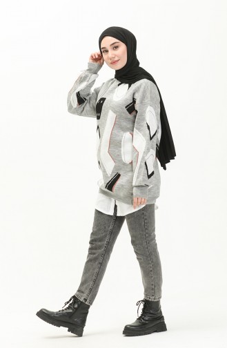 Patterned Sweater 80060-02 Gray 80060-02