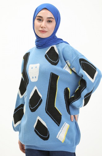 Patterned Sweater 80060-07 Blue 80060-07