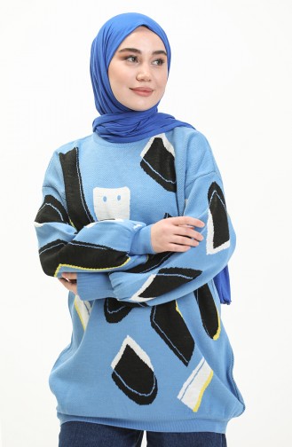 Patterned Sweater 80060-07 Blue 80060-07