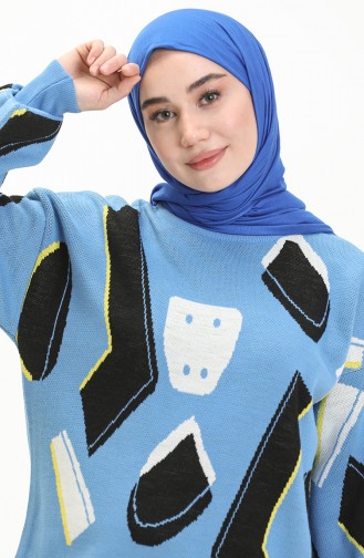 Patterned Sweater 80060-07 Blue 80060-07