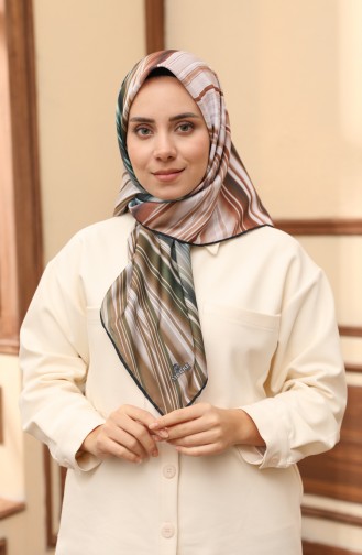 Patterned Twill Scarf 3006-14 Emerald Green Oil Green 3006-14
