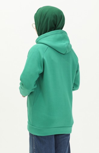 Cardigan à Capuche à Trois Fils 1082-01 Vert 1082-01