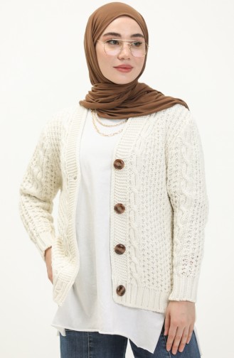 Buttoned Knitwear Cardigan 80053-01 Ecru 80053-01