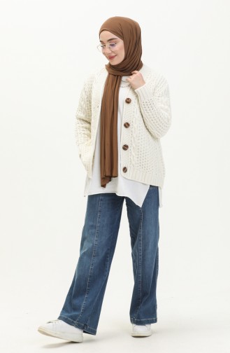 Buttoned Knitwear Cardigan 80053-01 Ecru 80053-01