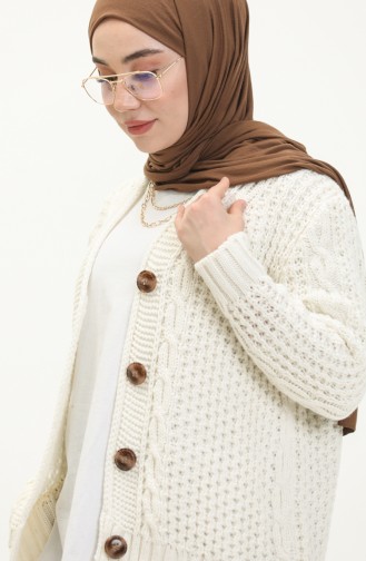 Buttoned Knitwear Cardigan 80053-01 Ecru 80053-01