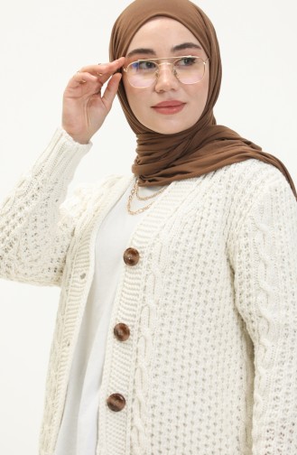 Buttoned Knitwear Cardigan 80053-01 Ecru 80053-01