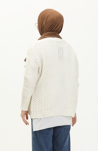 Buttoned Knitwear Cardigan 80053-01 Ecru 80053-01