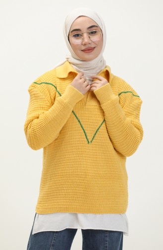 Pull Tricot Col V 80050-02 Jaune 80050-02