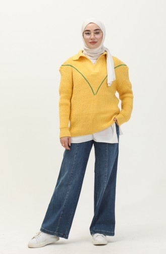 Pull Tricot Col V 80050-02 Jaune 80050-02
