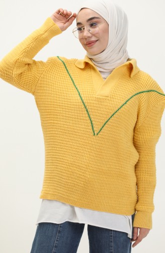 Pull Tricot Col V 80050-02 Jaune 80050-02