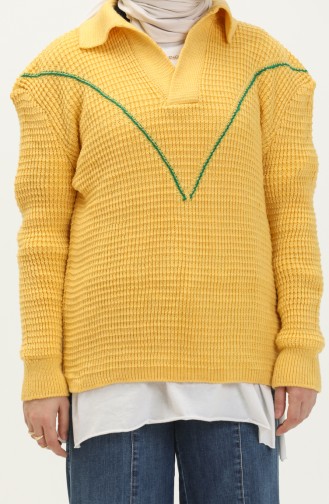 Pull Tricot Col V 80050-02 Jaune 80050-02