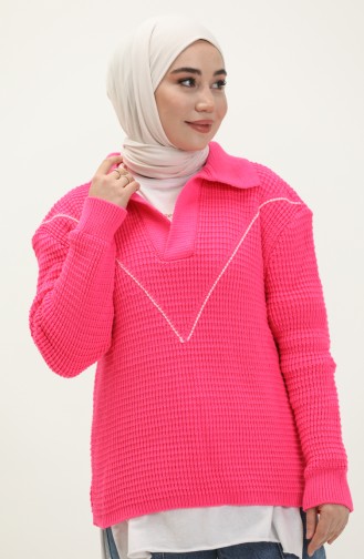 Trikot Pullover mit V-Ausschnitt 80050-03 Fuchsia 80050-03