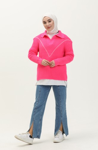 Trikot Pullover mit V-Ausschnitt 80050-03 Fuchsia 80050-03