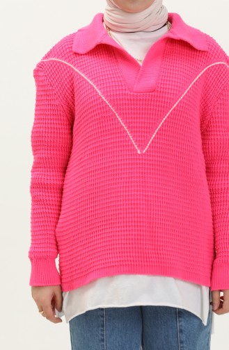 Knitted V-Neck Sweater 80050-03 Fuchsia 80050-03