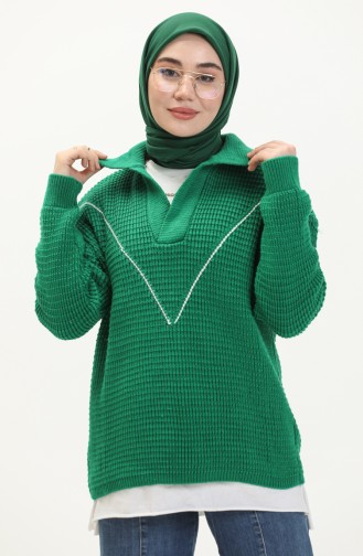 Pull Tricot Col V 80050-04 Vert 80050-04