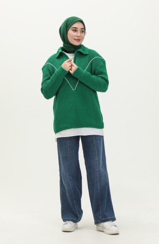 Knitted V-Neck Sweater 80050-04 Green 80050-04