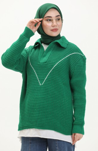 Pull Tricot Col V 80050-04 Vert 80050-04