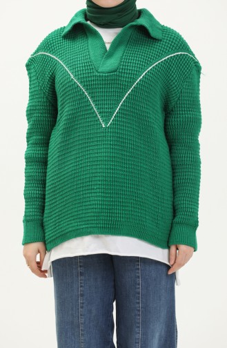 Pull Tricot Col V 80050-04 Vert 80050-04