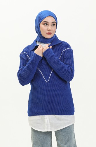 Pull Tricot Col V 80050-06 Bleu Roi 80050-06