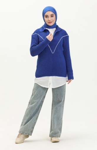 Knitted V-Nneck Sweater 80050-06 Saxe 80050-06