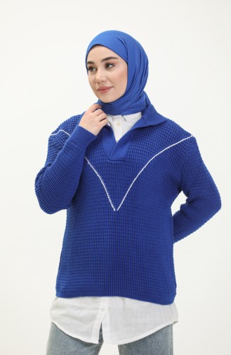 Knitted V-Nneck Sweater 80050-06 Saxe 80050-06