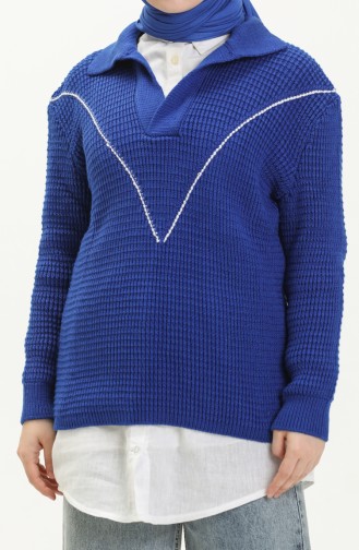 Pull Tricot Col V 80050-06 Bleu Roi 80050-06