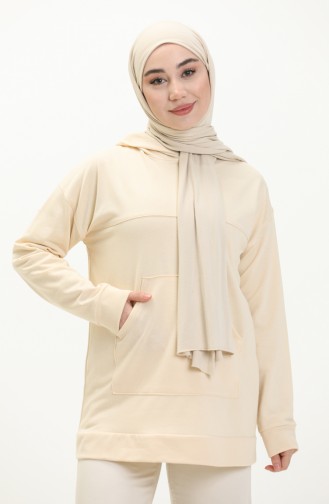 Kangaroo Pocket Sweatshirt 1063-01 Cream 1063-01