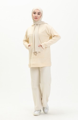 Kangaroo Pocket Sweatshirt 1063-01 Cream 1063-01