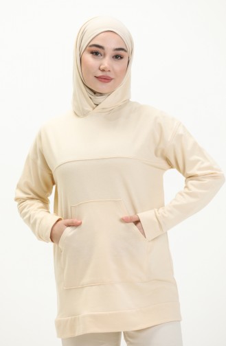 Kangaroo Pocket Sweatshirt 1063-01 Cream 1063-01