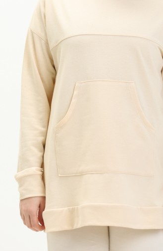 Kangaroo Pocket Sweatshirt 1063-01 Cream 1063-01