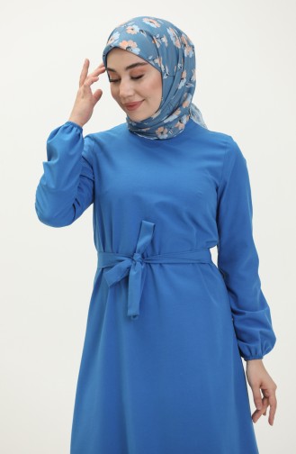 Kleid mit Gürtel und gefältelter Rock 1081-05 Sax 1081-05