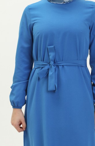 Kleid mit Gürtel und gefältelter Rock 1081-05 Sax 1081-05