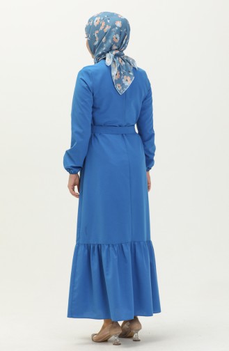 Kleid mit Gürtel und gefältelter Rock 1081-05 Sax 1081-05