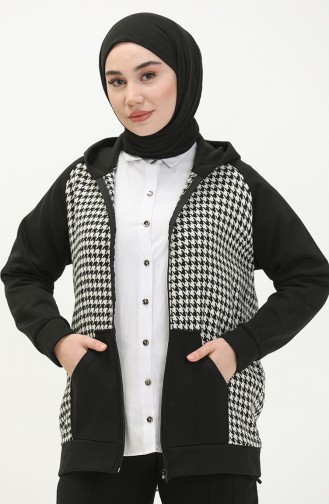 Cardigan à Motif 1061-01 Noir Blanc 1061-01