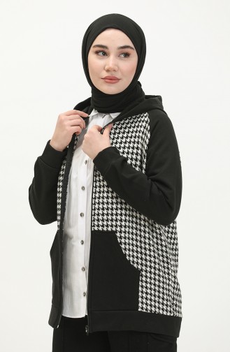 Cardigan à Motif 1061-01 Noir Blanc 1061-01