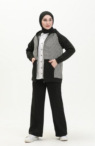 Cardigan à Motif 1061-01 Noir Blanc 1061-01