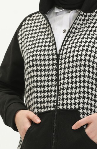 Cardigan à Motif 1061-01 Noir Blanc 1061-01