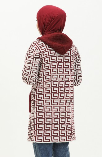 Trikot gemusterte Strickjacke mit Reißverschluss 80052-02 Weinrot 80052-02