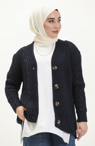 Buttoned Knitwear Cardigan 80053-02 Navy Blue 80053-02