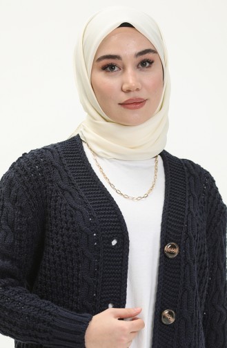 Buttoned Knitwear Cardigan 80053-02 Navy Blue 80053-02