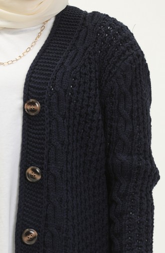 Buttoned Knitwear Cardigan 80053-02 Navy Blue 80053-02