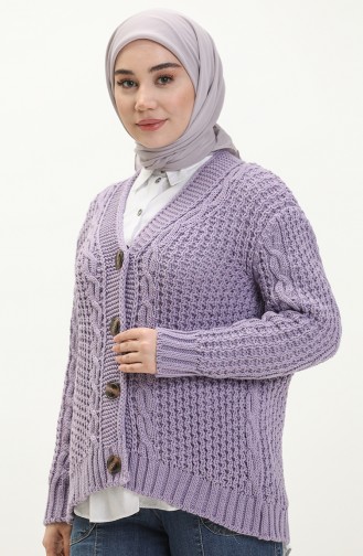 Buttoned Knitwear Cardigan 80053-05 Lilac 80053-05