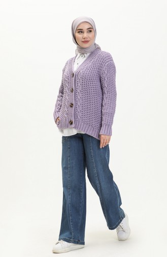 Buttoned Knitwear Cardigan 80053-05 Lilac 80053-05