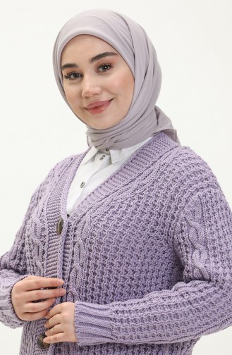 Buttoned Knitwear Cardigan 80053-05 Lilac 80053-05