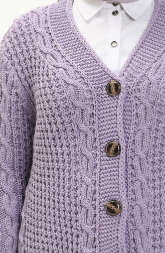 Buttoned Knitwear Cardigan 80053-05 Lilac 80053-05