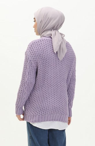 Buttoned Knitwear Cardigan 80053-05 Lilac 80053-05