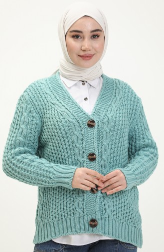 Triko Düğmeli Hırka 80053-06 Çağla Yeşili