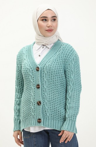 Triko Düğmeli Hırka 80053-06 Çağla Yeşili
